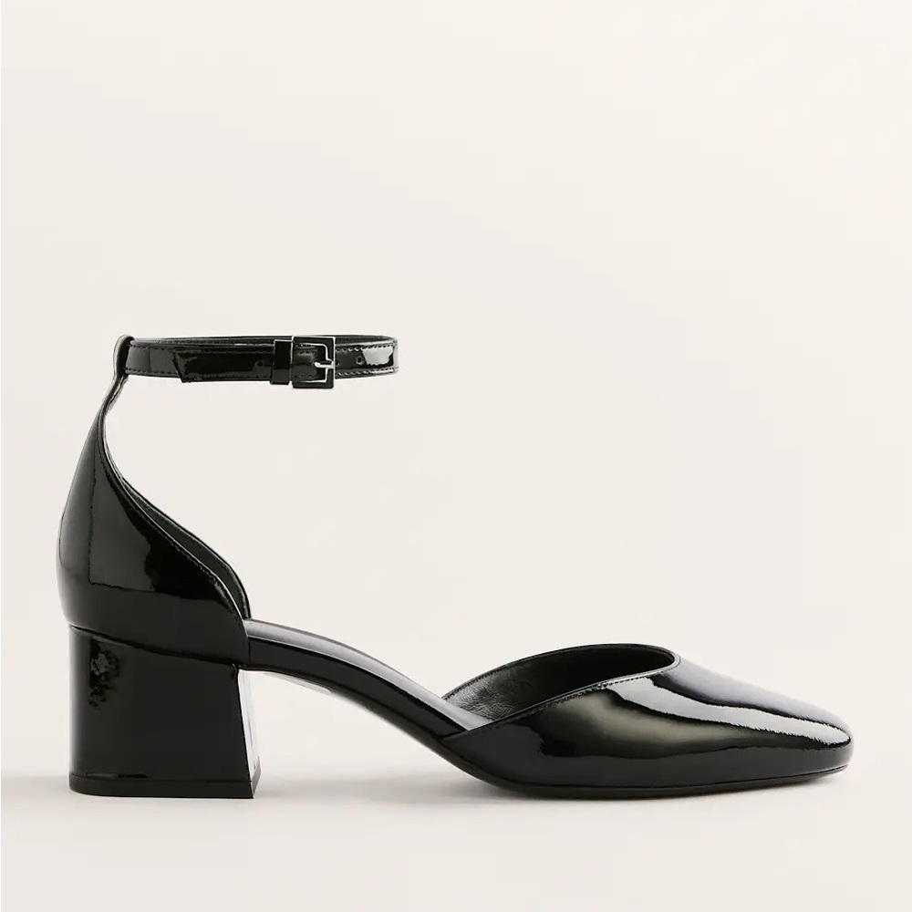 Reformation Mallori Closed Toe Heel Patent Black